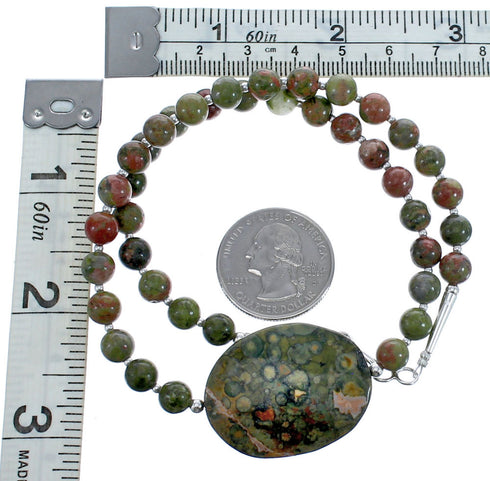 Southwest Unakite Bead Necklace KX121080